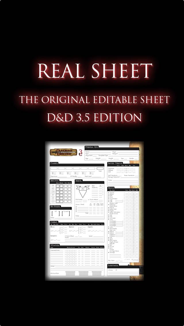 Real Sheet: D&D 3.5 Edition plus Dice Table Schermata dell'app #1