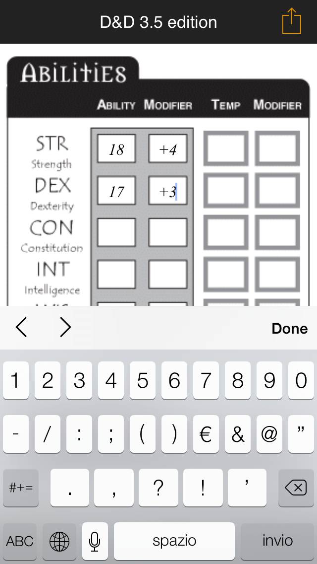 Real Sheet: D&D 3.5 Edition plus Dice Table Schermata dell'app #3