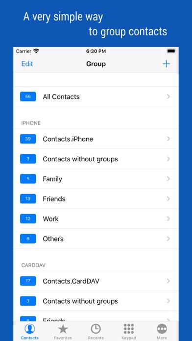 IContacts plus: Contact Group Tool Captura de pantalla de la aplicación #1