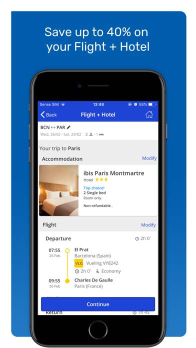 EDreams: Flights, hotels, cars Captura de pantalla de la aplicación #3