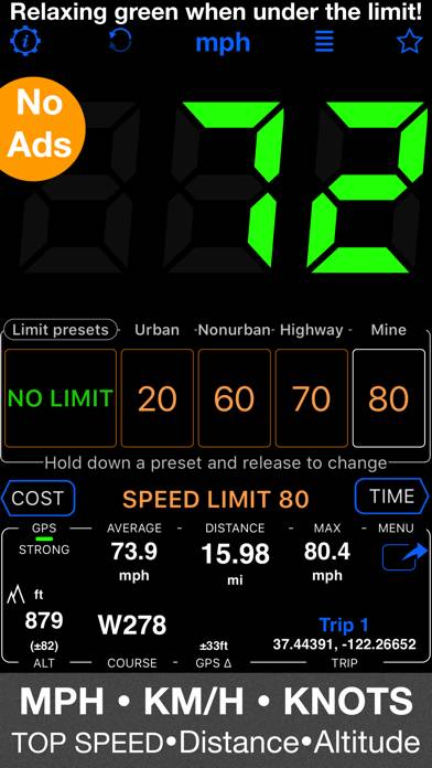 Speedometer 55 GPS Speed & HUD App screenshot #1