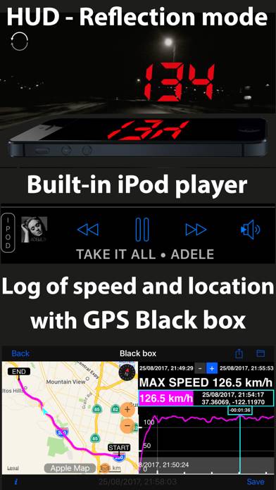 Speedometer 55 GPS Speed & HUD Capture d'écran de l'application #2