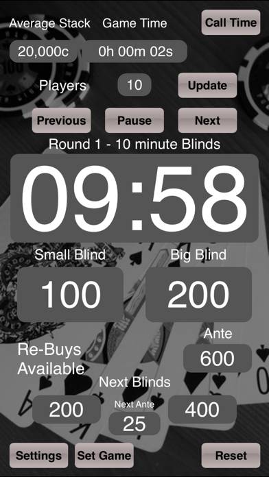 Poker Blinds Timer Capture d'écran de l'application #1