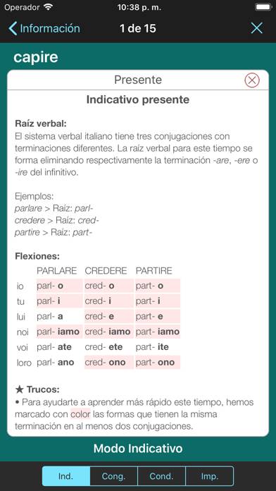 Italian Verbs & Conjugation Captura de pantalla de la aplicación #5