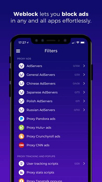 Weblock: adblock & proxy App screenshot #1