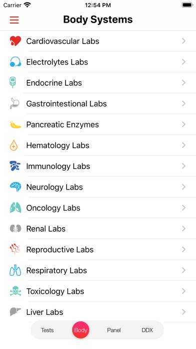 Lab Values Reference App screenshot