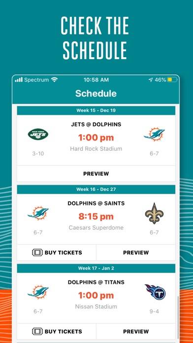 Miami Dolphins App screenshot