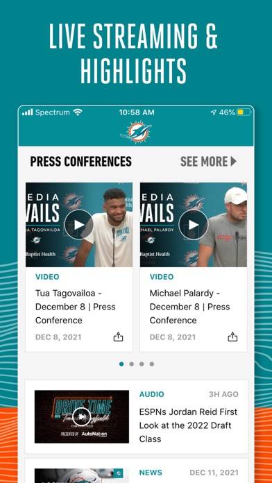 Miami Dolphins App screenshot