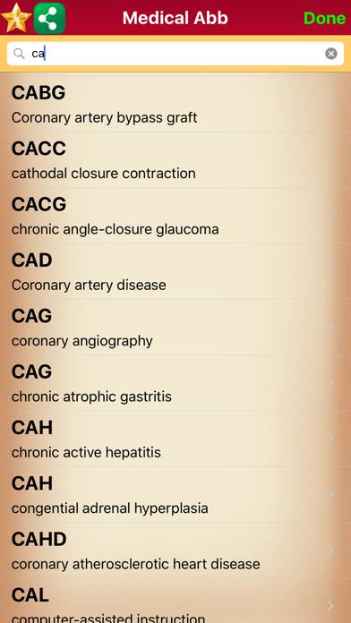 Medical Abbreviations Quick Search Bildschirmfoto