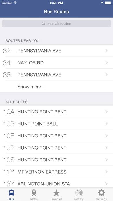 DC Metro and Bus App screenshot