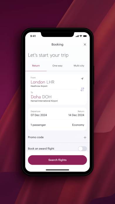 Qatar Airways Captura de pantalla de la aplicación #6