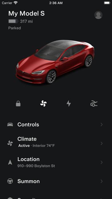 Tesla App skärmdump #1
