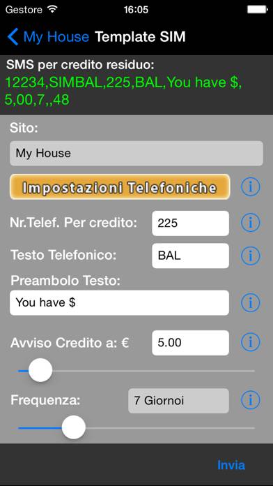 MyAlarm SMS Control Schermata dell'app