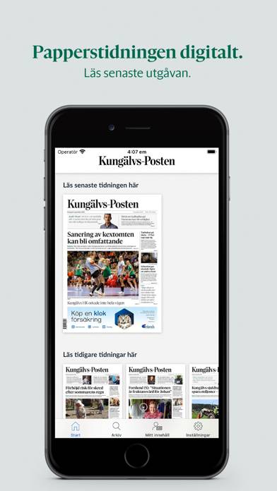 Kungälvs-Posten e-tidning App skärmdump #1