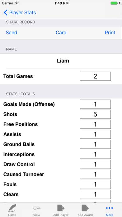 LaCrosse Player Tracker App screenshot #3