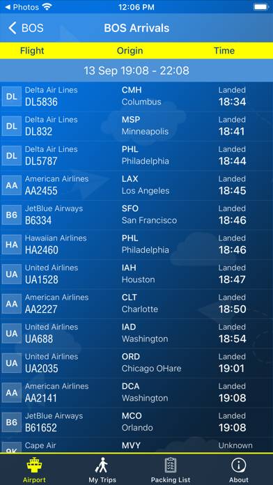 Boston Airport Info plus Radar App screenshot