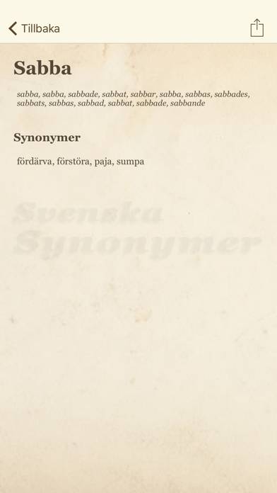 Svenska Synonymer App skärmdump #2