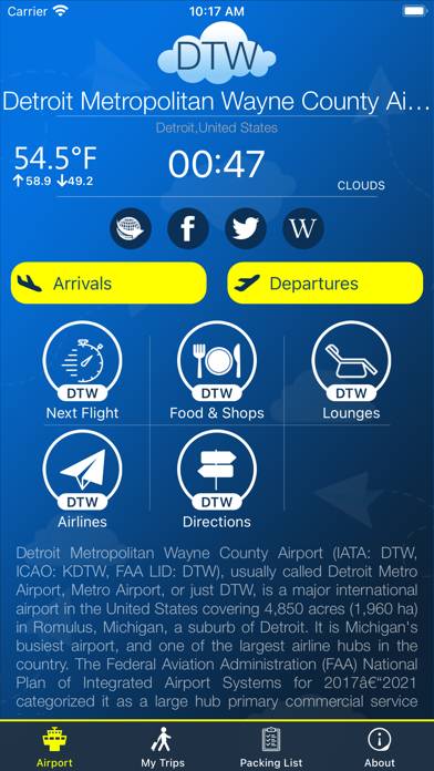 Detroit Airport (DTW) plus Radar App-Screenshot #1