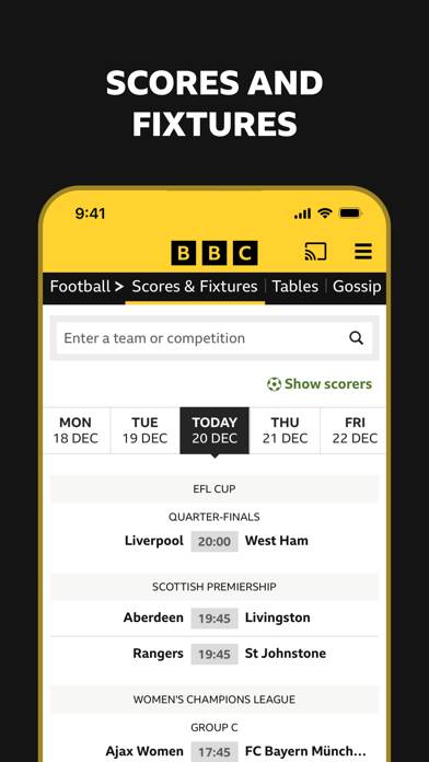 BBC Sport Captura de pantalla de la aplicación #4