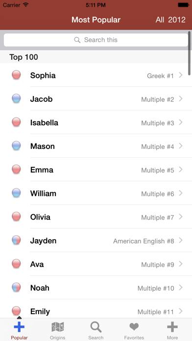 60,000 Baby Names Pro Captura de pantalla de la aplicación #1
