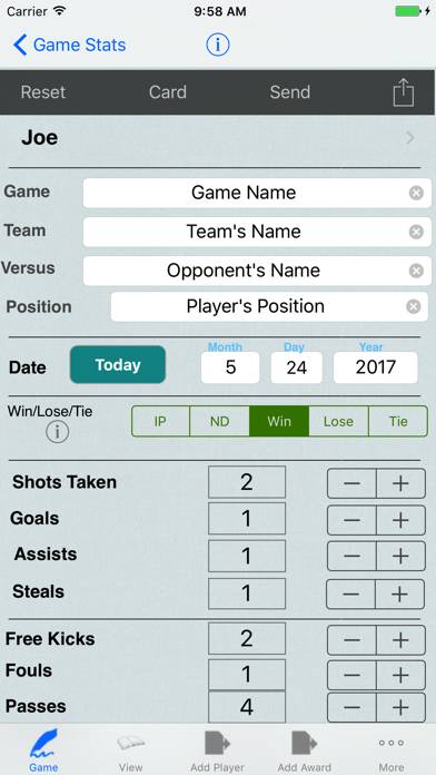 Soccer Player Tracking/Awards screenshot