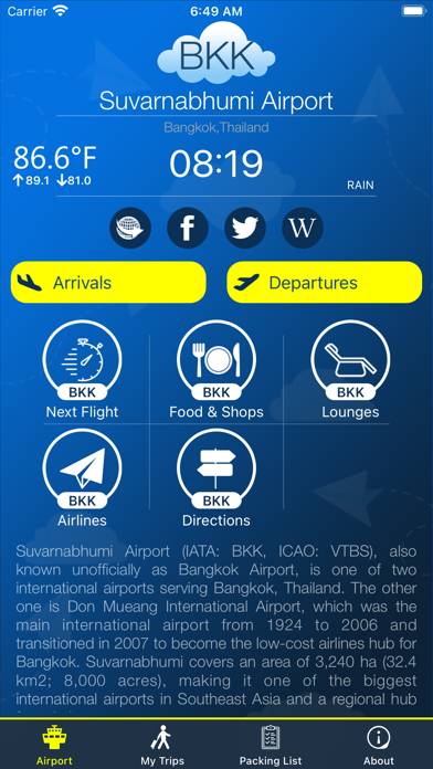 Suvarnabhumi Airport BKK Info App skärmdump #1