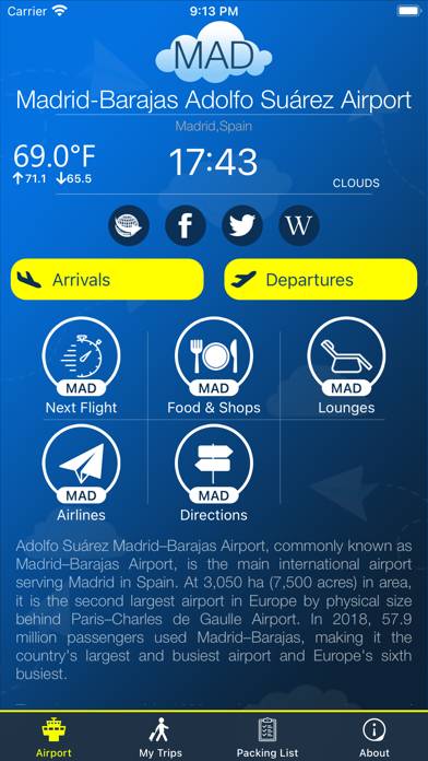 Madrid Airport Info plus Radar App screenshot #1