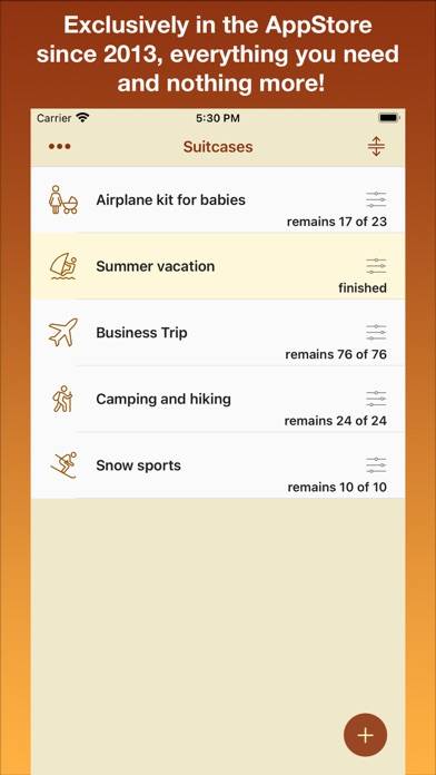 Suitcase things checklist App screenshot #1