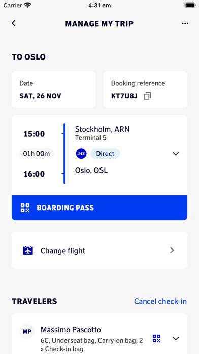 SAS – Scandinavian Airlines App skärmdump #3