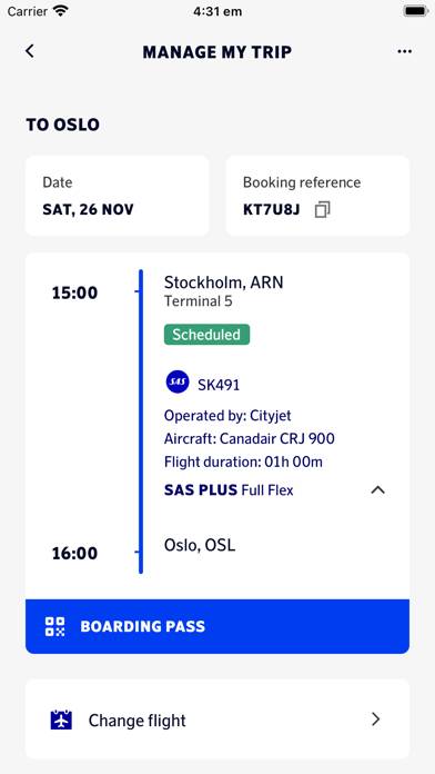 SAS – Scandinavian Airlines App skärmdump #4