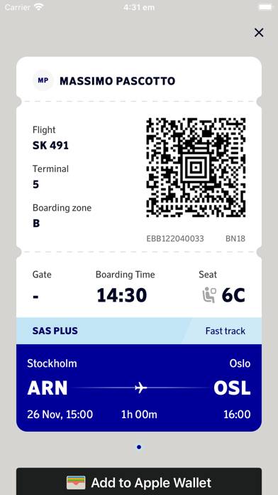 SAS – Scandinavian Airlines App skärmdump #6