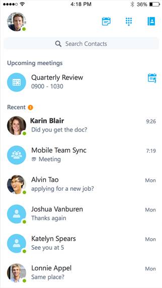 Skype for Business Capture d'écran de l'application #1