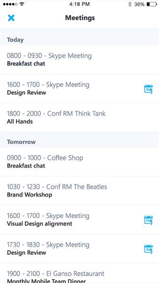 Skype for Business Schermata dell'app #3