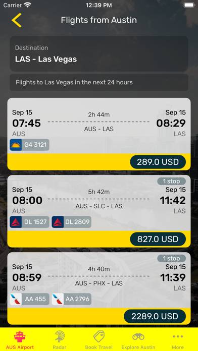 Austin Airport (AUS) plus Radar App screenshot