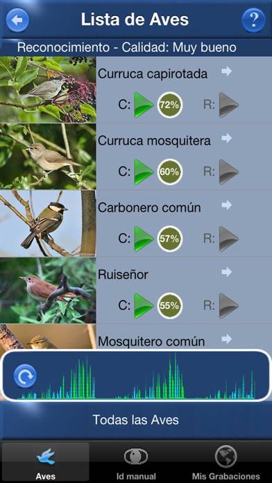 Cantos de Aves Id Captura de pantalla de la aplicación #1