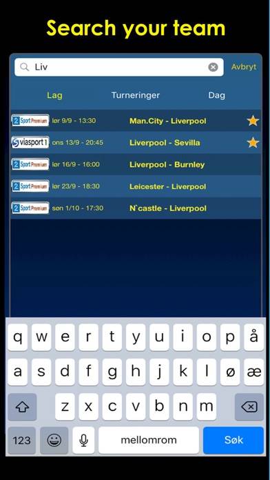 Tv-fotball Schermata dell'app