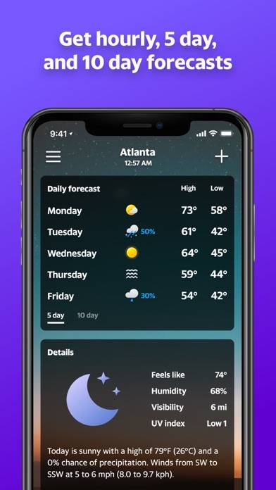 Yahoo Weather Captura de pantalla de la aplicación #2