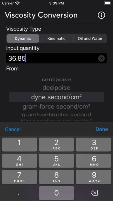 Viscosity Conversion Captura de pantalla de la aplicación