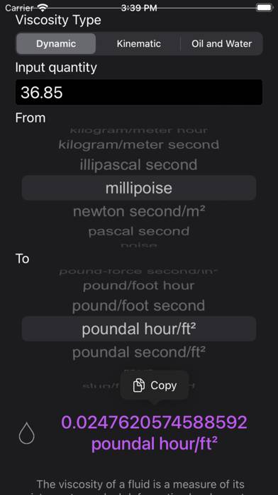 Viscosity Conversion Captura de pantalla de la aplicación
