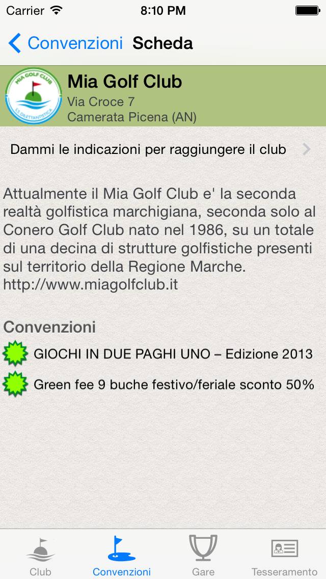Mia Golf Club Schermata dell'app