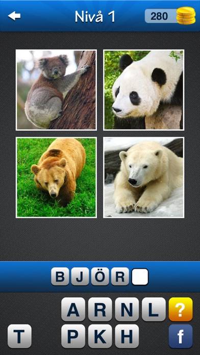Hitta ordet! ~ Foto quiz med 4 bilder och 1 ord skärmdump