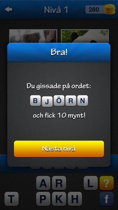 Hitta ordet! ~ Foto quiz med 4 bilder och 1 ord skärmdump av spelet