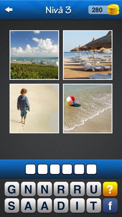 Hitta ordet! ~ Foto quiz med 4 bilder och 1 ord skärmdump av spelet