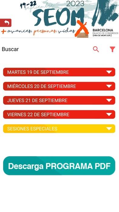 SEOM Congress Captura de pantalla de la aplicación