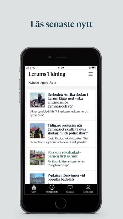 Lerums Tidning App skärmdump