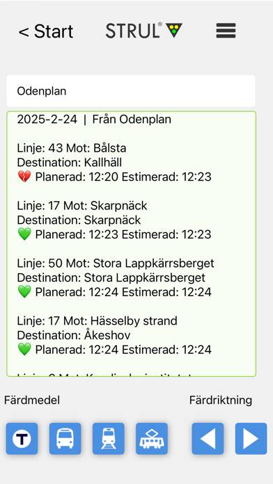 STRUL – SL trafik & störningar App skärmdump