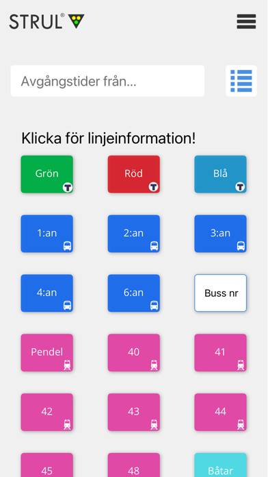 STRUL – SL trafik & störningar App skärmdump