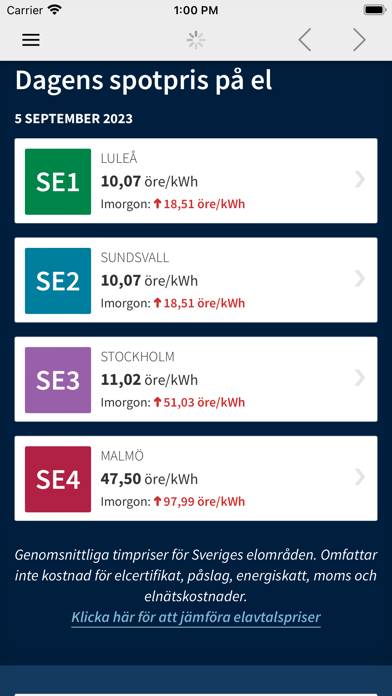 Elpris idag App skärmdump