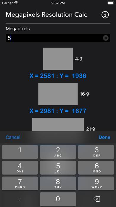 Megapixels Resolution Calc Capture d'écran de l'application #3