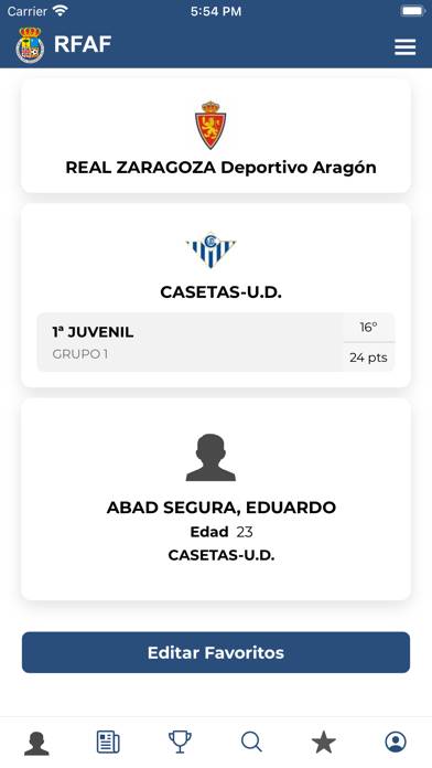 FutbolAragón Captura de pantalla de la aplicación